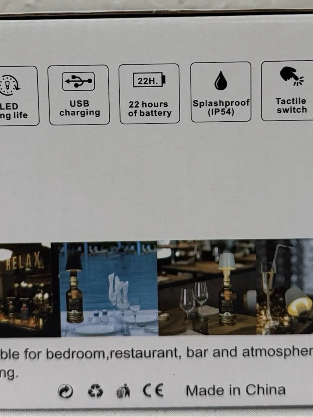 LED Rechargeable Touch Dimming Table Lamp Black